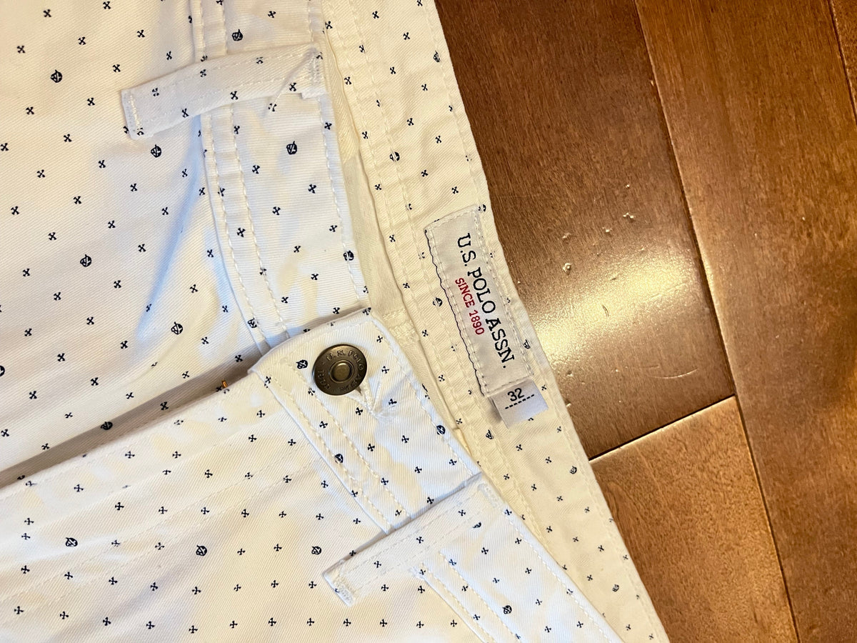U.S. Polo Assn. Chino Shorts – White Micro-Print (New with Tags)