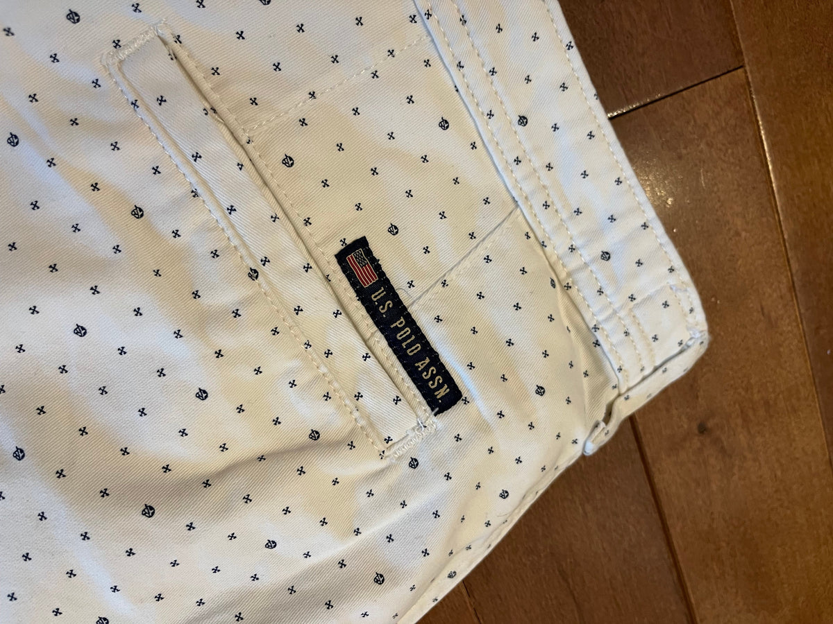 U.S. Polo Assn. Chino Shorts – White Micro-Print (New with Tags)