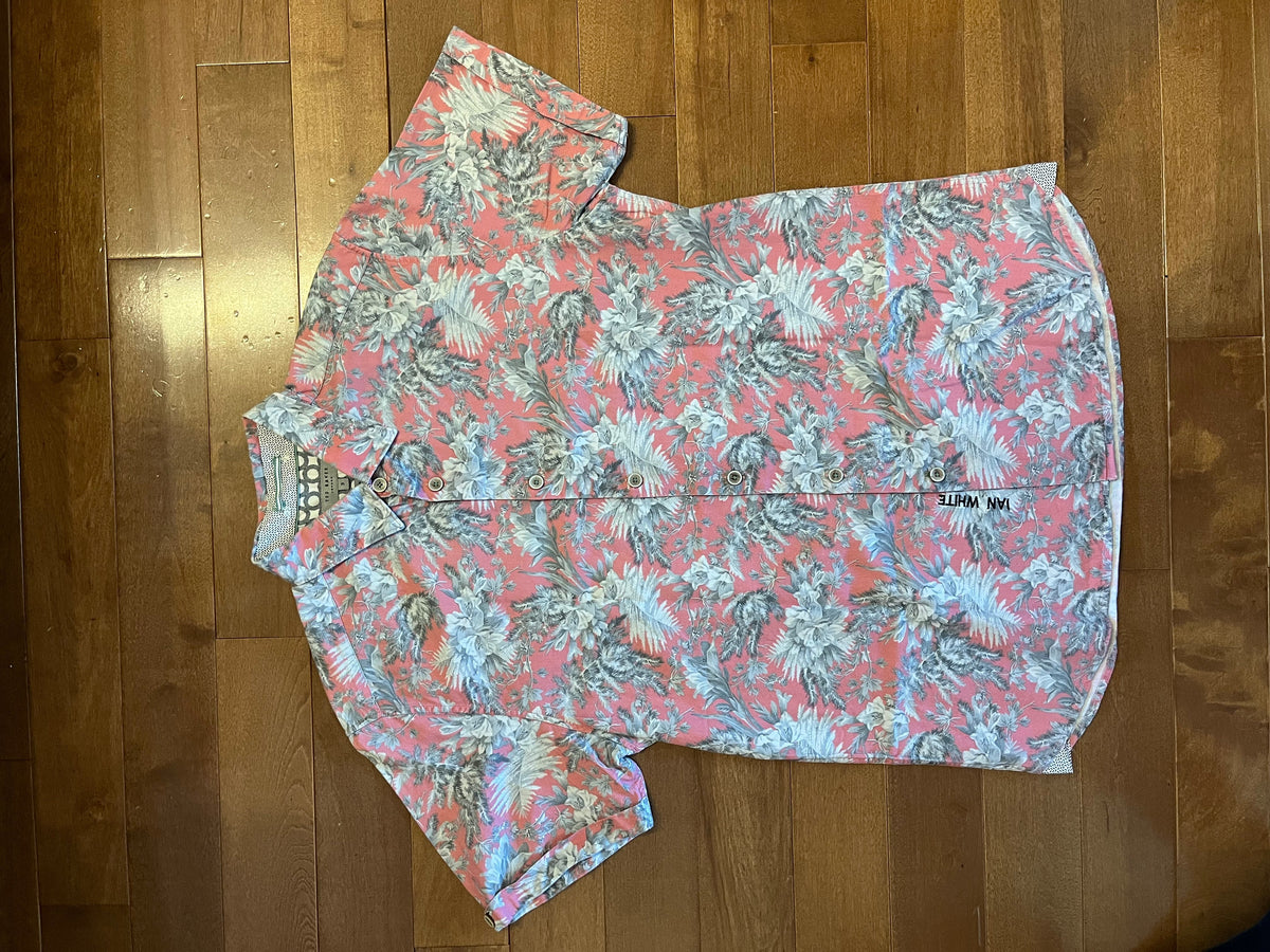 Ted Baker London Short-Sleeve Tropical Floral Shirt – Coral (Pre-owned)