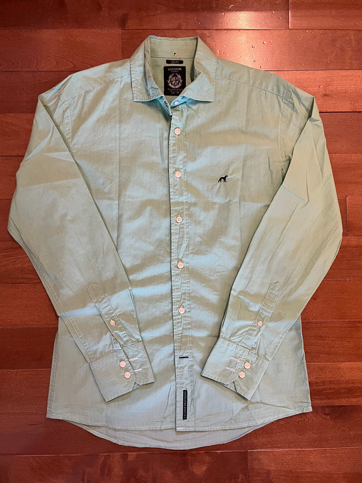 Sacoor Brothers Slim Fit Pinstripe Shirt – Mint Green (Pre-owned)