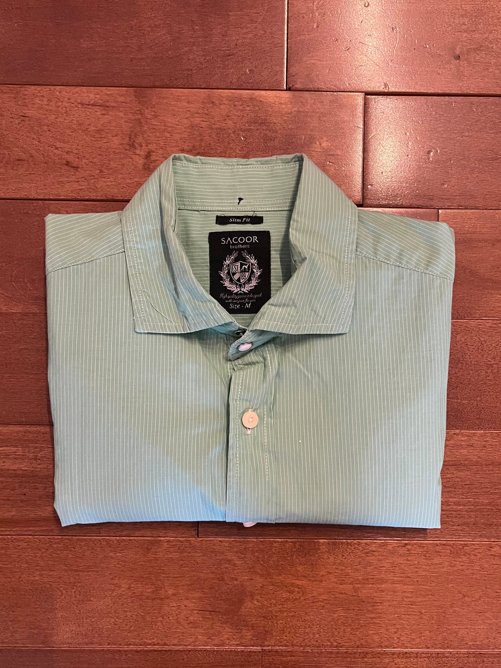 Sacoor Brothers Slim Fit Pinstripe Shirt – Mint Green (Pre-owned)