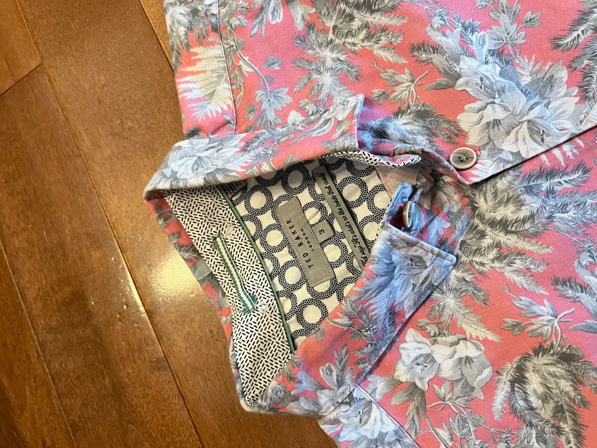 Ted Baker London Short-Sleeve Tropical Floral Shirt – Coral (Pre-owned)