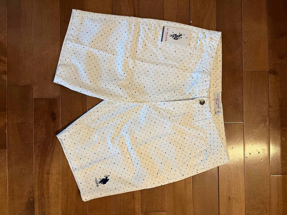 U.S. Polo Assn. Chino Shorts – White Micro-Print (New with Tags)