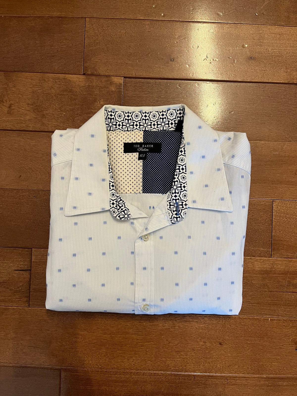 Ted Baker London Geometric Print Shirt – White (Pre-owned)