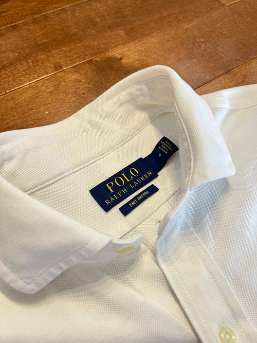 Polo Ralph Lauren Knit Oxford white shirt laid flat